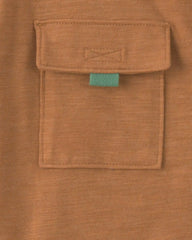 Boys Short-Sleeve Button-Down Shirt - Brown