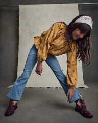 Girls Floral Denim Flare Jeans - Light Wash