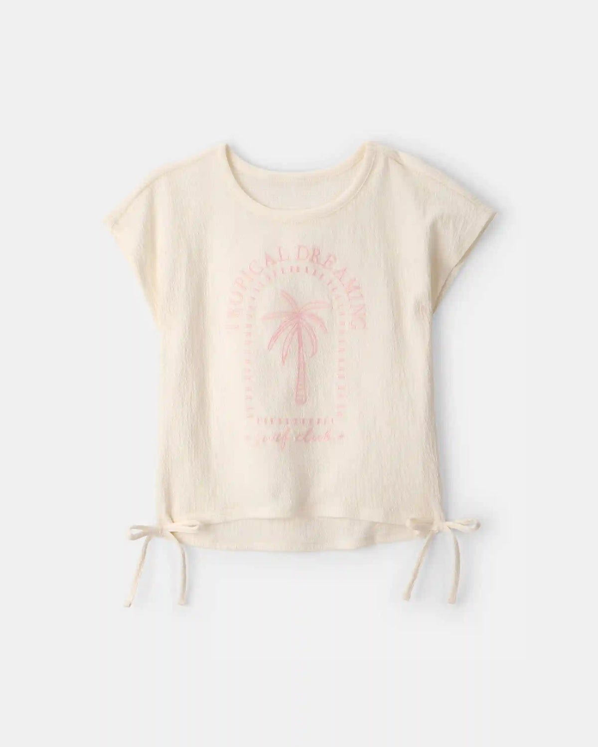 Girls 'Tropical Dreaming' Crinkle Top - Cream