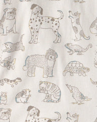 Kids 2-Piece Organic Cotton Ribbed Pajama Set in Pet Print