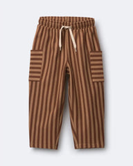 Toddler Boy Pocket Pants in Stripes - Brown