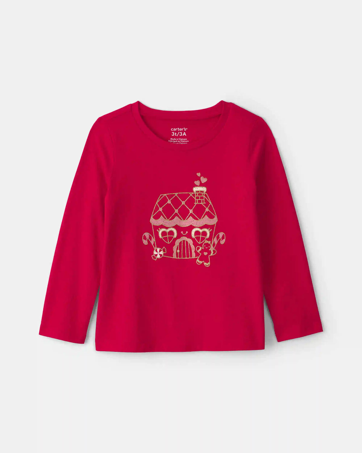 Toddler Girl Gingerbread House Long-Sleeve Graphic Tee - Red