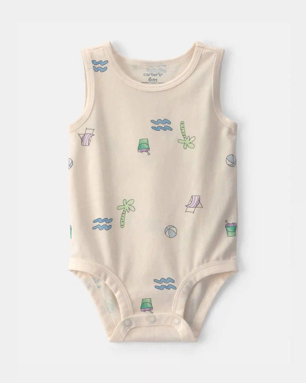 Baby Boy Beach Sleeveless Graphic Bodysuit - Ivory