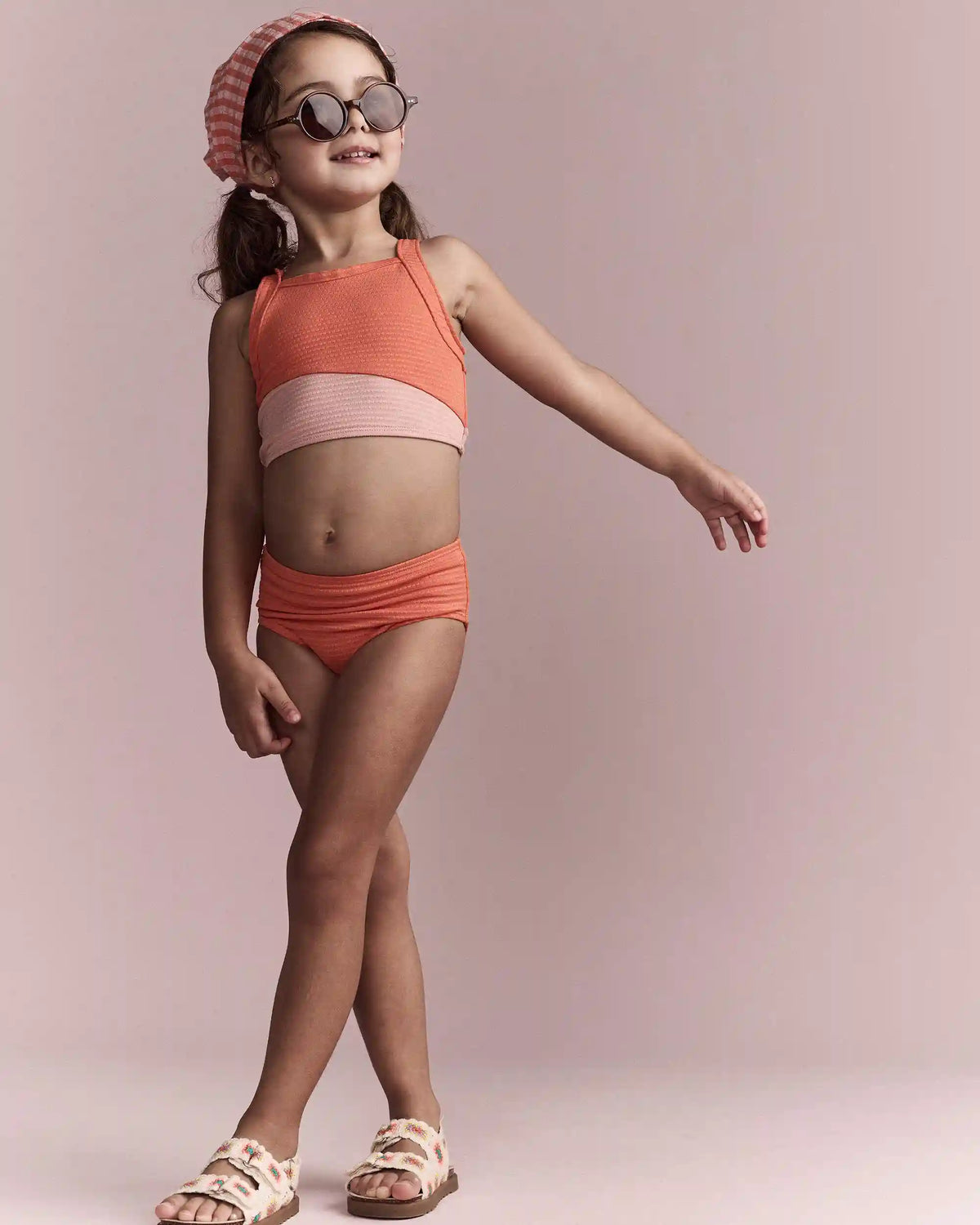 Toddler Girl Colorblock Tankini Set - Orange