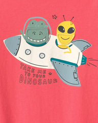 Toddler Boy Space Dino Long-Sleeve Graphic Tee - Orange