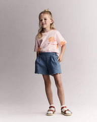 Toddler Girl Scalloped Shorts in Denim