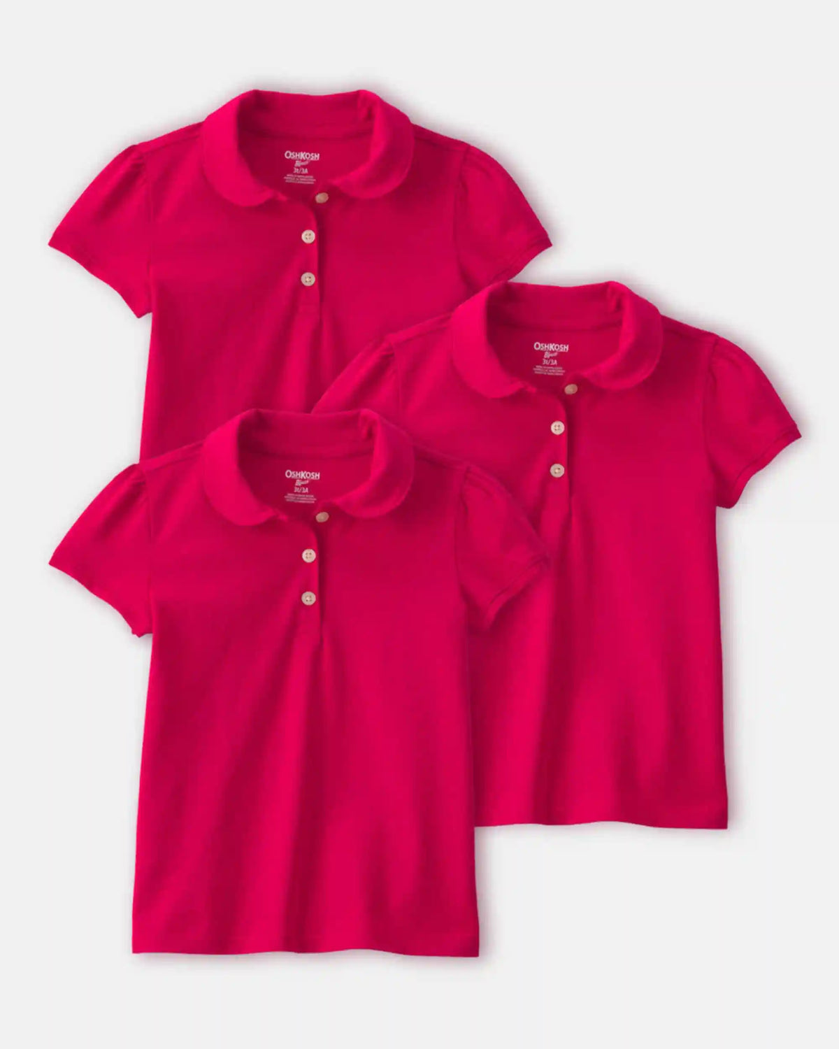 Toddler Girl 3-Pack Uniform Polo Shirts - Red