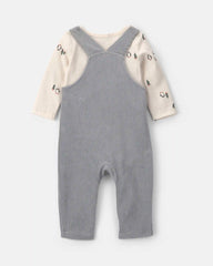Baby Boy 2-Piece Penguin Long-Sleeve Overall Set - Grey/Cream