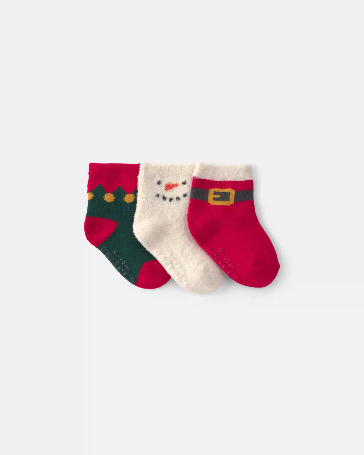 Baby Boy 3-Pack Santa Christmas Booties - Red/White/Green