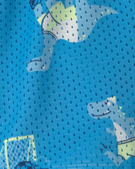 Toddler Boy Dinosaur Soccer Mesh Shorts - Blue