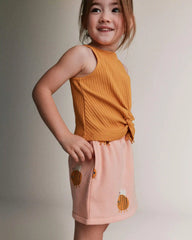 Toddler Girl Pull-On Skirt with Pockets in Bee Print - Light Pink