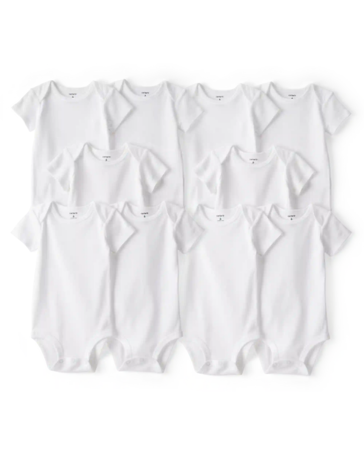 Baby 10-Pack Short Sleeve Cotton Bodysuits - White