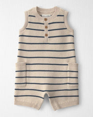 Baby Organic Cotton Knit Romper in Stripes
