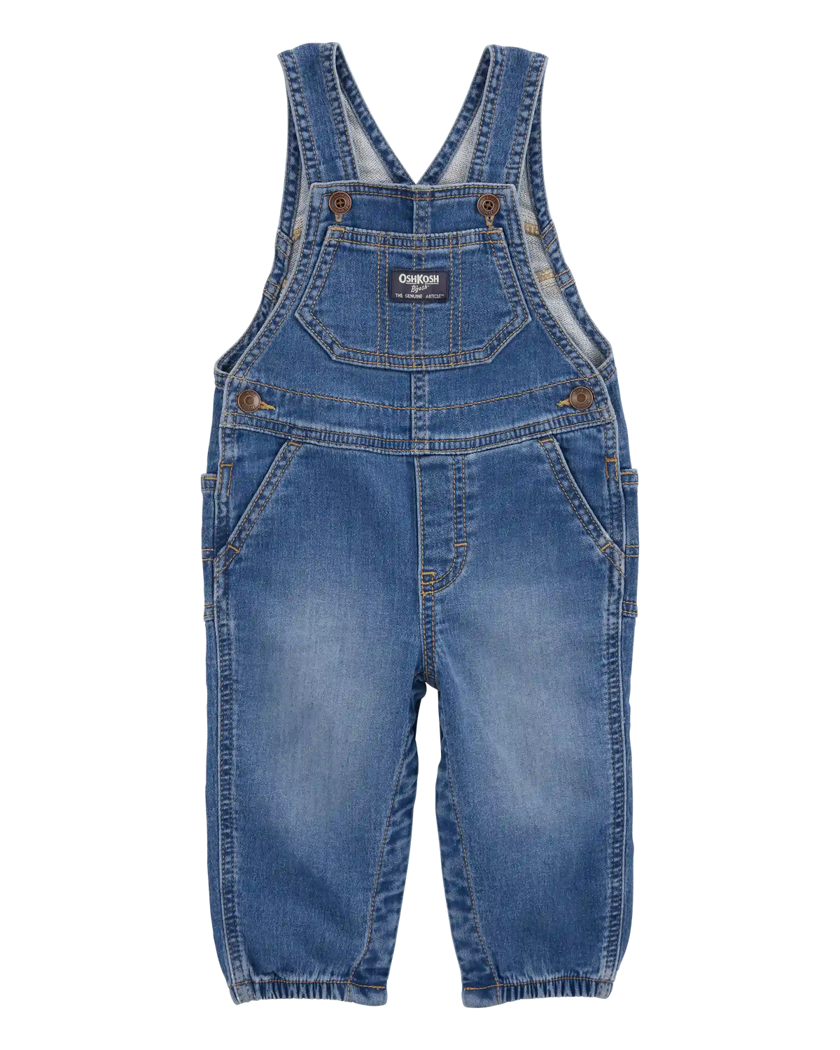 Baby Knit-Like Denim Overalls - Medium Wash