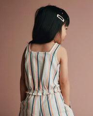 Toddler Girl Smocked Top in Stripes - Cream