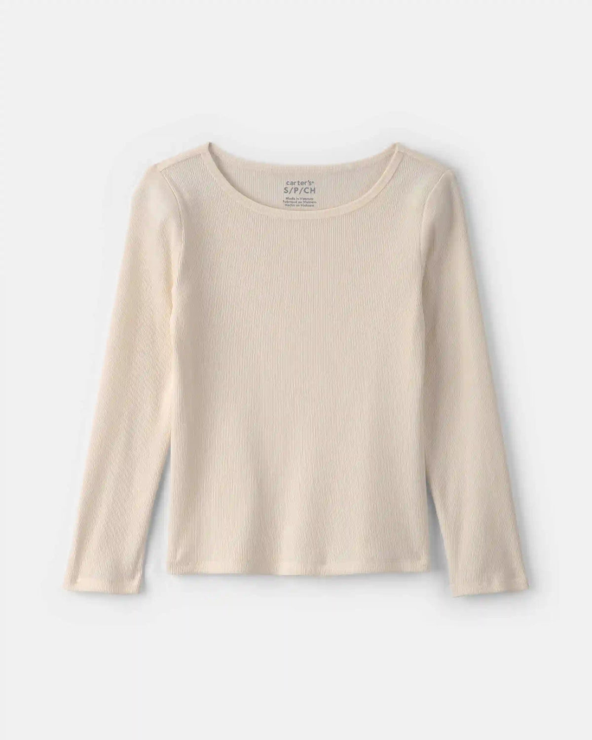 Girls Long-Sleeve Ribbed Top - Cream