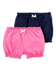 Baby Girl 2-Pack Bubble Shorts - Pink/Navy