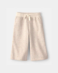 Baby Girl Heart Fleece Drawstring Pants - Cream