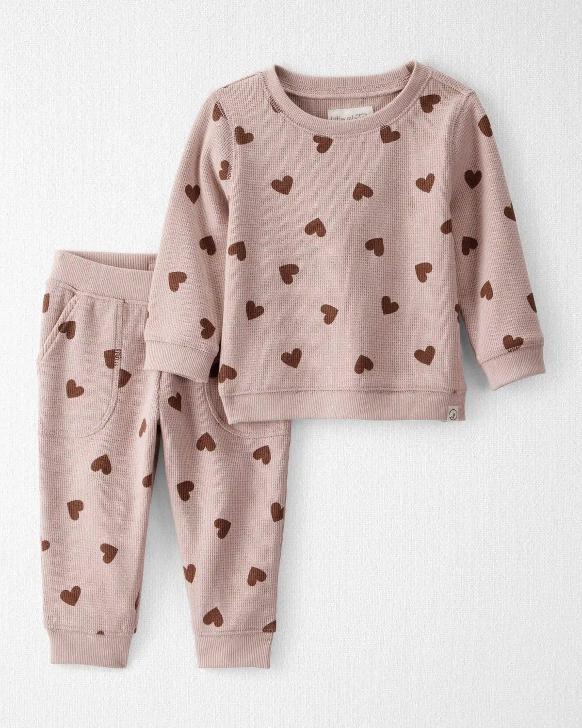 Baby Girl Waffle Knit Top & Pant Set Made with Organic Cotton