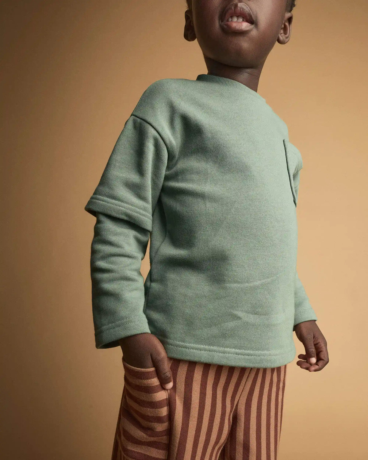 Toddler Long-Sleeve Layered Top - Olive