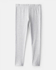 Girls Cotton Stretch Leggings - Grey