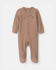 Baby Bear Cotton 2-Way Zip Sleep & Play Pajamas - Brown