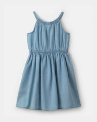 Girls Denim Chambray Dress - Light Wash