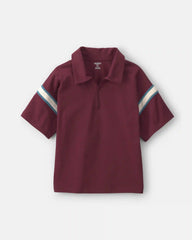 Boys Striped Polo Shirt - Burgundy/Blue/Cream