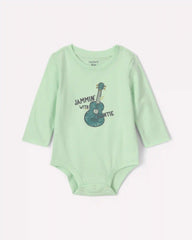 Baby Boy 'Jammin' With Auntie' Long-Sleeve Graphic Bodysuit - Green