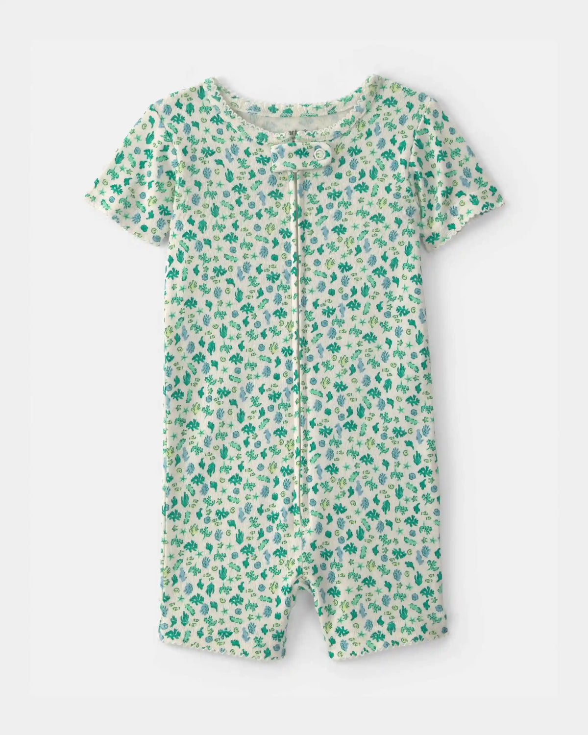 Baby Girl Floral 100% Cotton 1-Piece Romper Pajama - Green