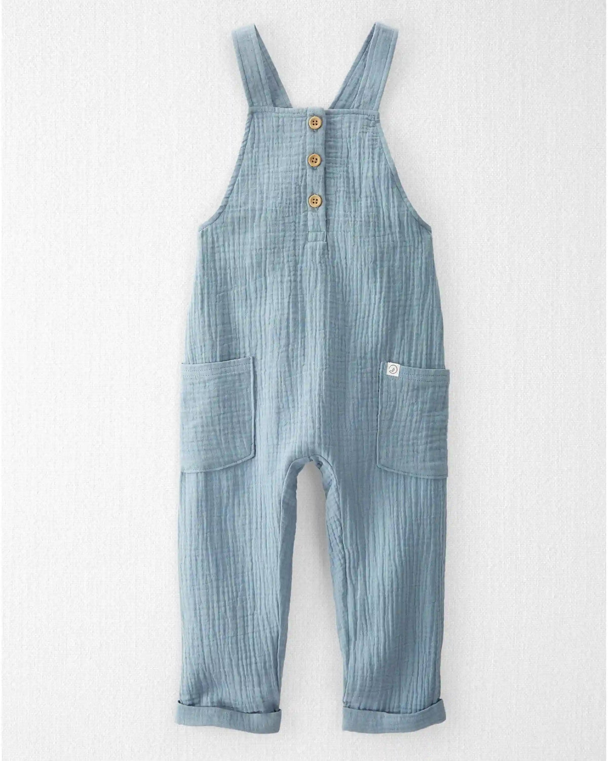 Toddler Organic Cotton Gauze Overalls - Blue