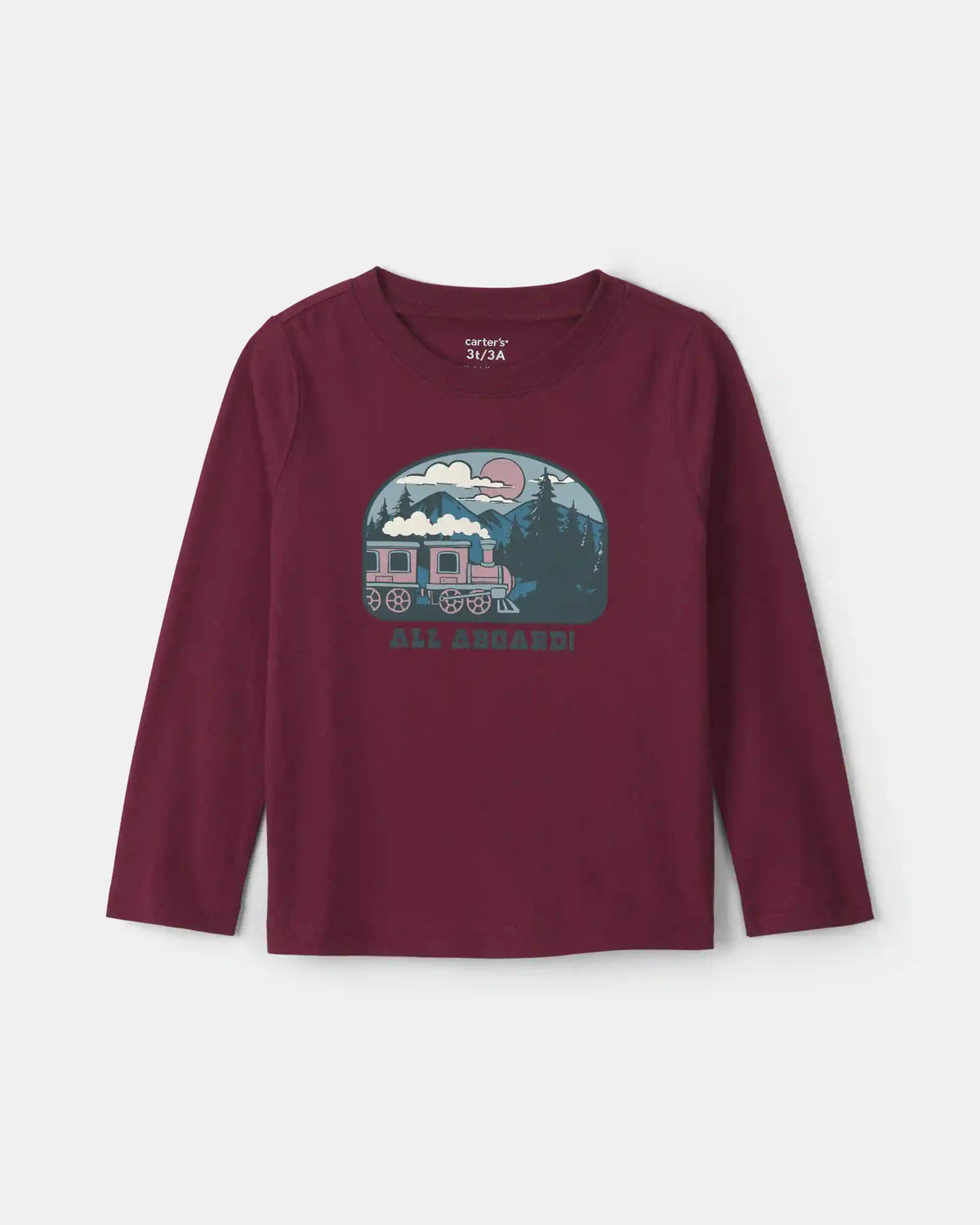 Toddler Boy 'All Aboard!' Train Long-Sleeve Graphic Tee - Burgundy