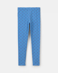 Girls Bow Pull-On Stretch Leggings - Blue