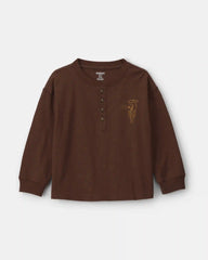 Toddler Boy 'Best Of The West' Long-Sleeve Henley T-Shirt - Brown