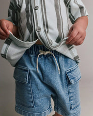 Toddler Boy Cargo Shorts in Denim