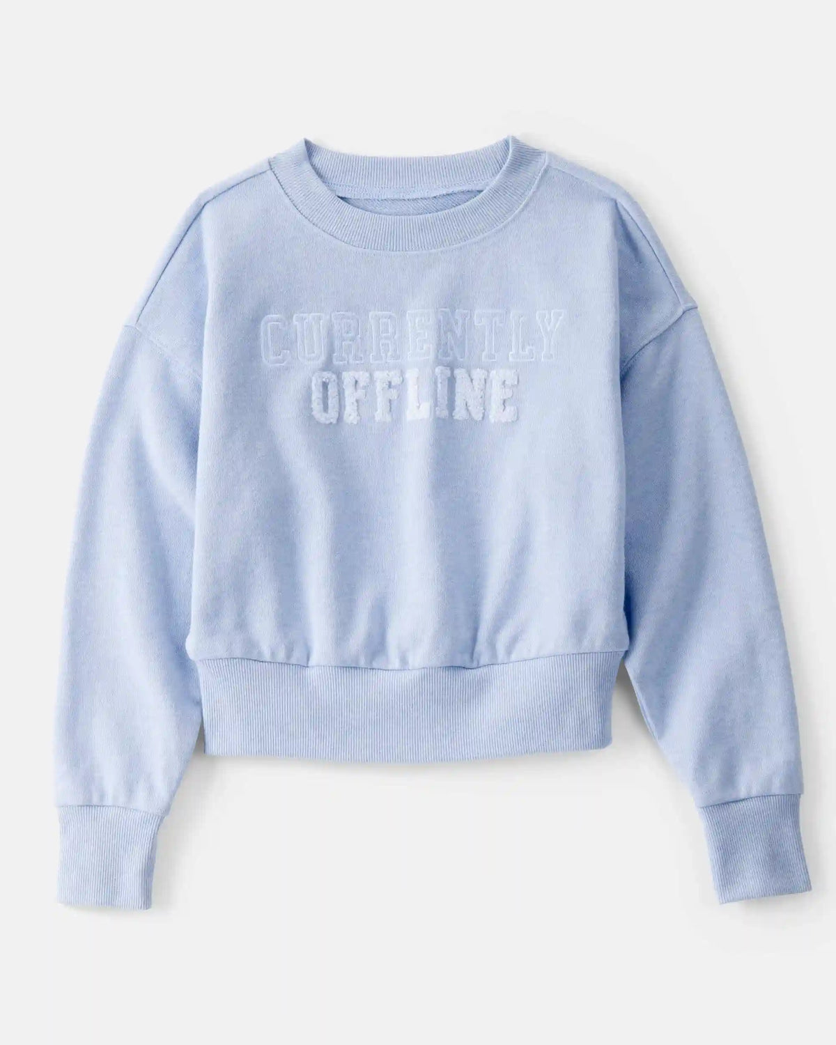 Kid Oversized "Currently Offline" Graphic Sweatshirt - Blue