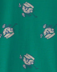 Boys 2-Piece Golf Short-Sleeve Loose Fit 2-Piece Pajama Set - Green/Grey