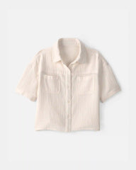 Girls Gauze Short-Sleeve Top - Cream
