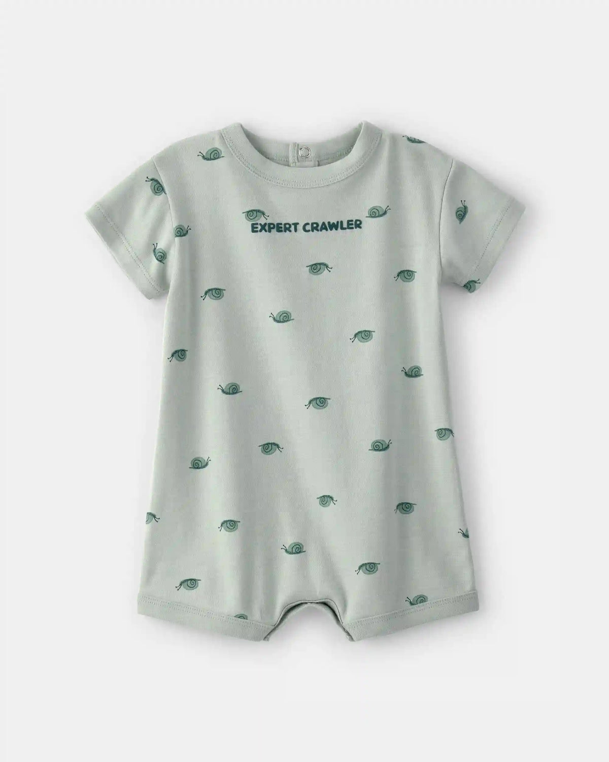 Baby Boy 'Expert Crawler' Snail Short-Sleeve Romper - Green