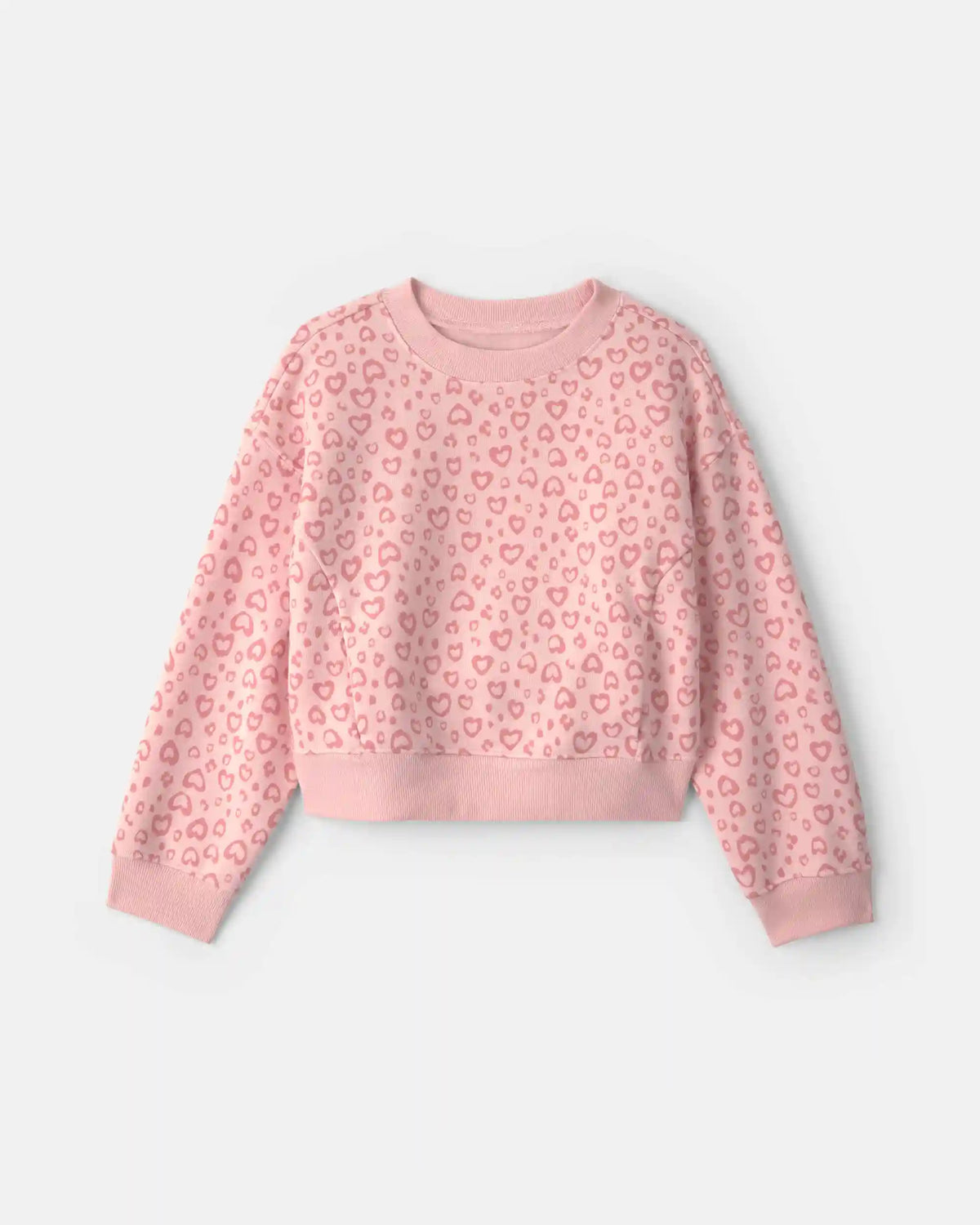 Girls Leopard Fleece Pullover Sweatshirt - Pink