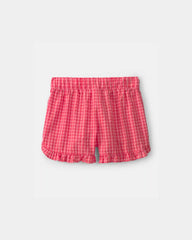 Girls Ruffle-Trim Gingham Shorts - Pink