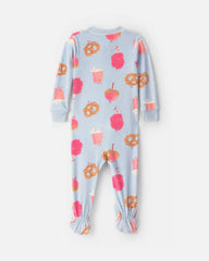 Baby Girl 1-Piece Festival Treats 2-Way Zip DreamPlush Snug Fit Footed Pajama - Blue