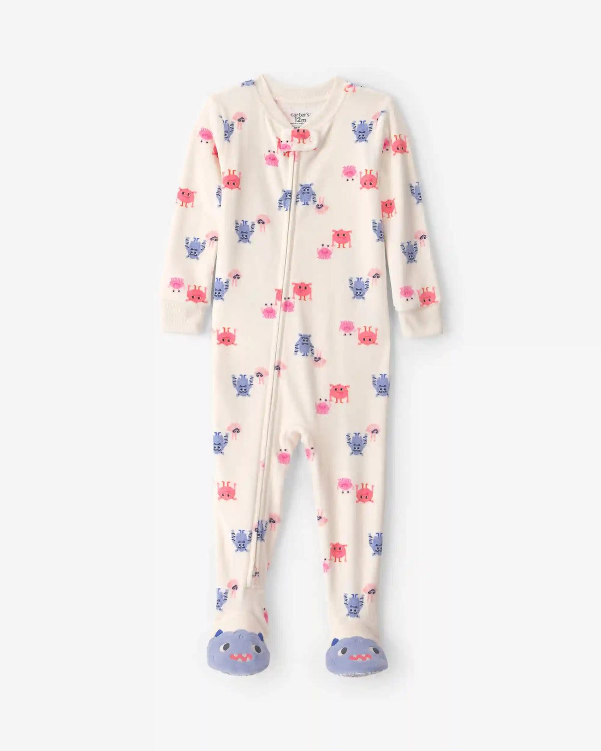 Toddler Girl 1-Piece Monster DreamPlush Snug Fit Footed Pajama - Cream