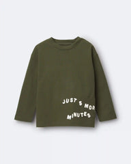 Toddler 'Just 5 More Minutes' Long-Sleeve Relaxed Graphic Tee - Olive