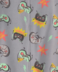 Boys 1-Piece Gamer Fleece Loose Fit Pajama - Grey