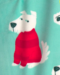 Toddler 1-Piece Christmas Dogs DreamPlush Snug Fit Footed Pajama - Green