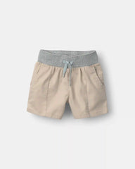 Toddler Boy Long-Line Shorts - Tan
