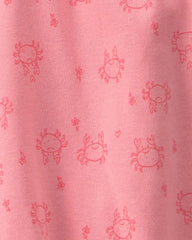 Baby Girl Crab Sleeveless Romper - Pink