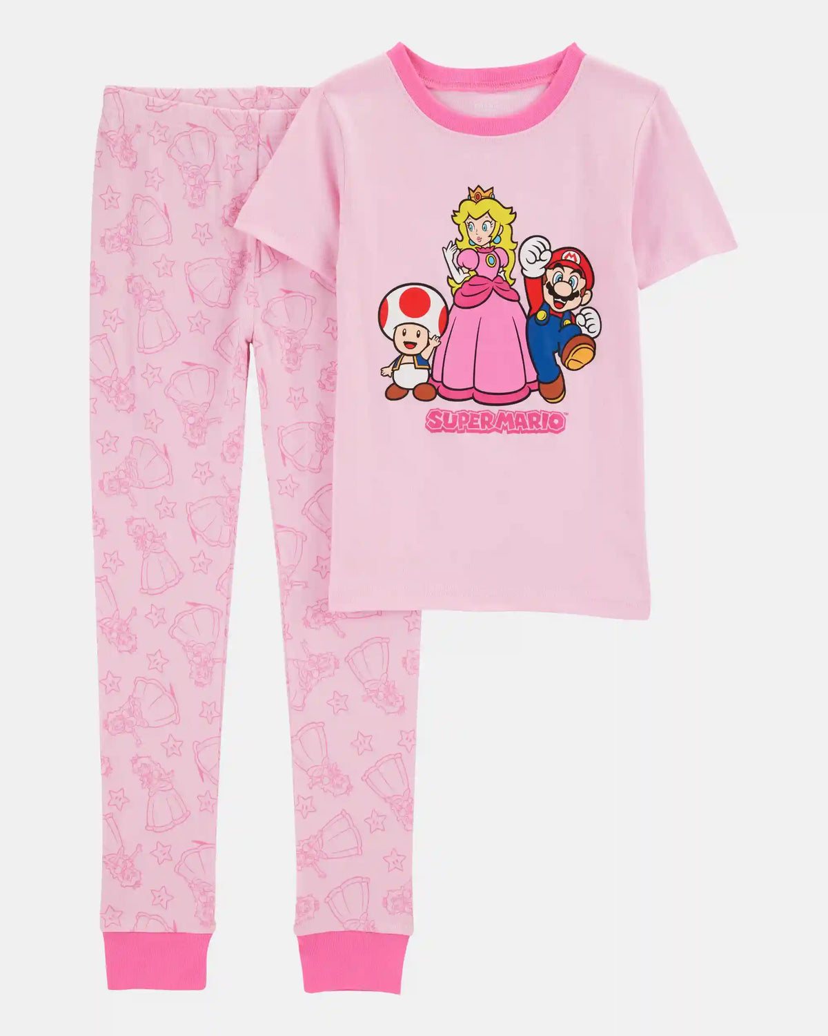 Girls Super Mario Bros™ Snug Fit Cotton 2-Piece Pajamas - Pink
