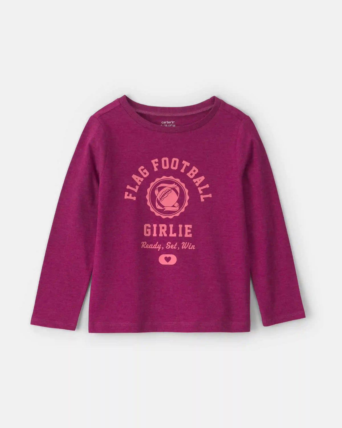 Girls 'Flag Football Girlie' Long-Sleeve Graphic Tee - Burgundy